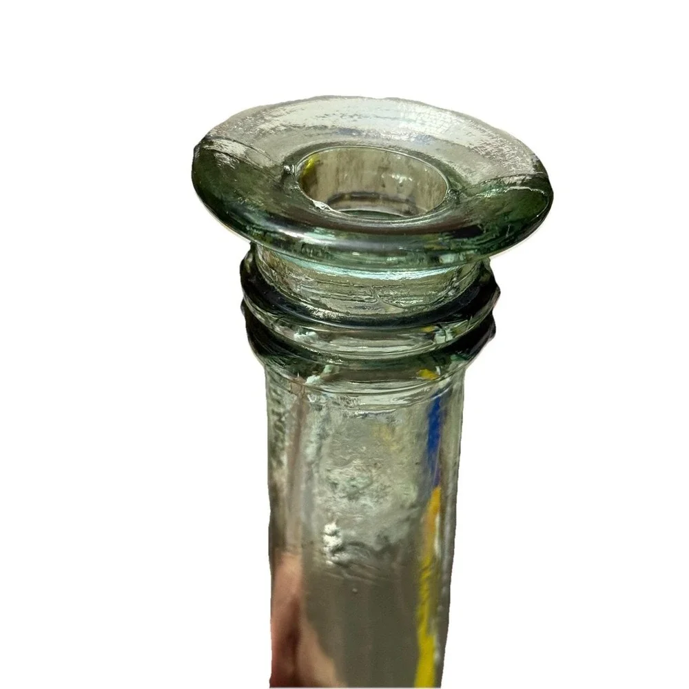 Vintage Green‎ Glass Candlestick Holder 11